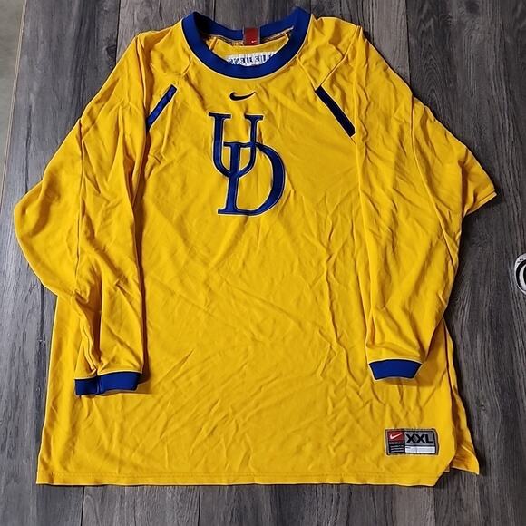 University of Delaware Nike Long Sleeve Tee Large Yellow Blue XXL - Picture 1 of 5